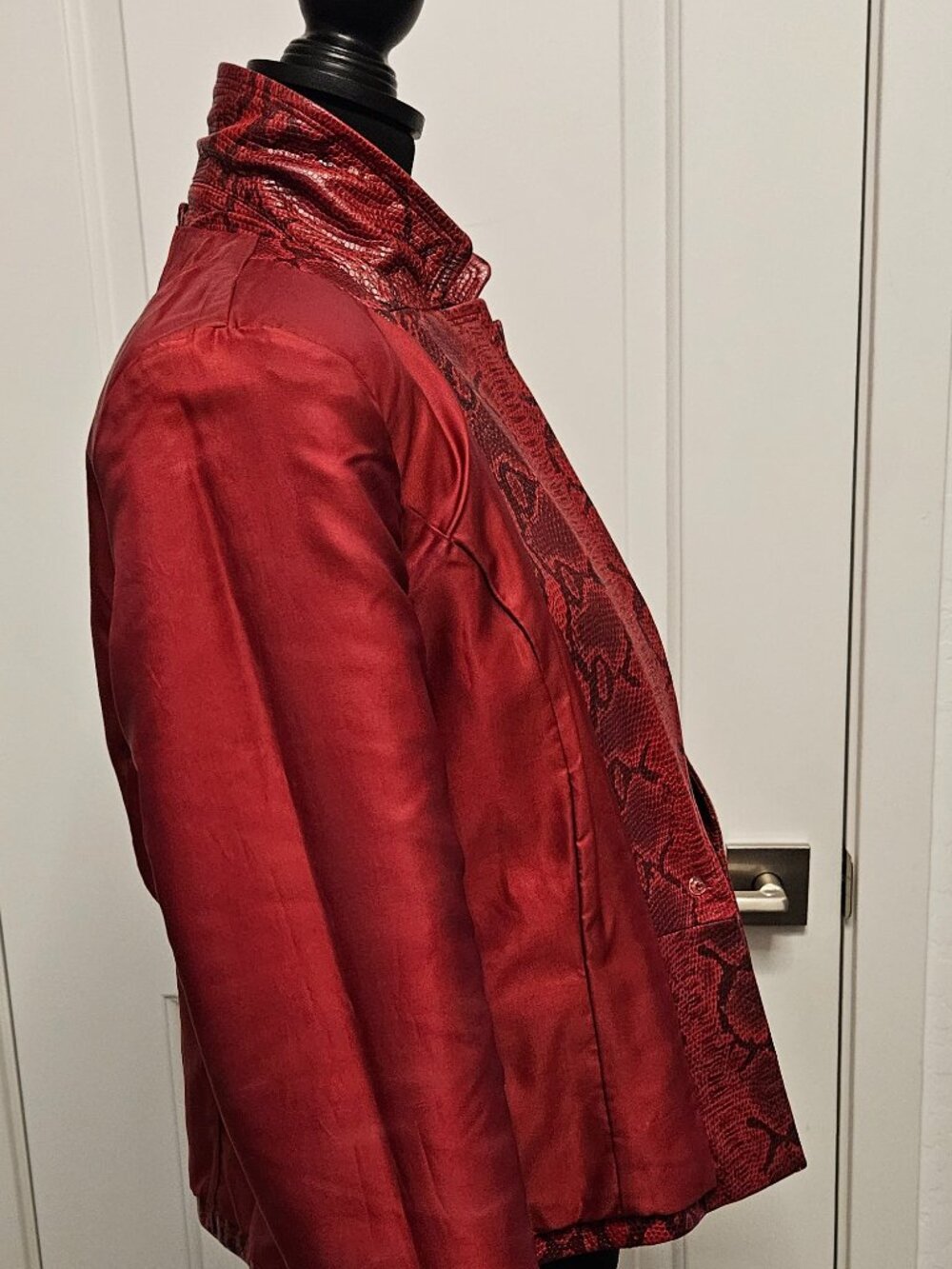Siena Studio Vintage Red Snakeskin Leather Blazer Jacket Double Breasted 8 - Picture 5 of 16
